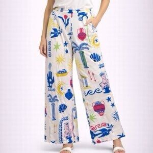 Peach Love California White Multicolor Wide Leg Pants